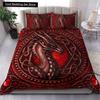 Red Dragon King Queen Duvet Cover Western Mythical Animals Bedding Set for Kids Teens Adults Magical Creature 2/3pcs Quilt Cover