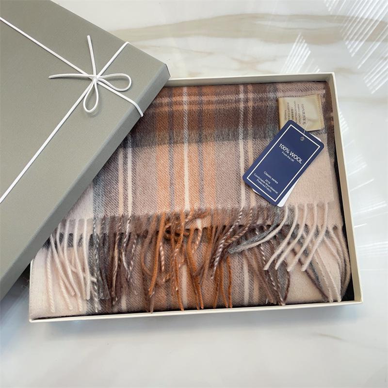 100% Reine Wolle Blauer Karoschal - Warmer, Vielseitiger Halswärmer für den Winter