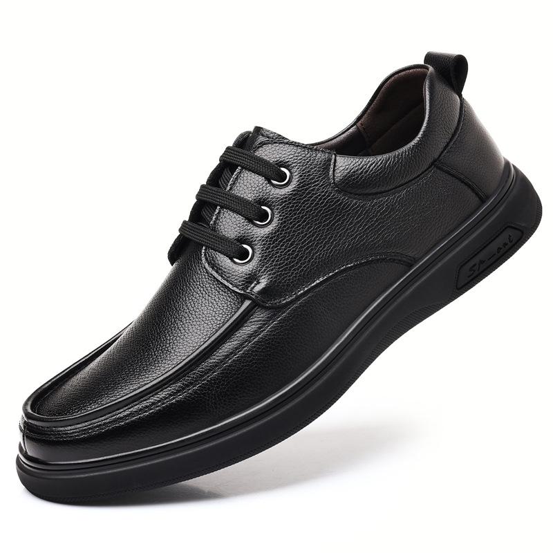 Spring Autumn Cow Leather Loafers for Man Fashion New Designer Lace-up Business Casual Shoes Male Anti-slip Driving Shoes Man