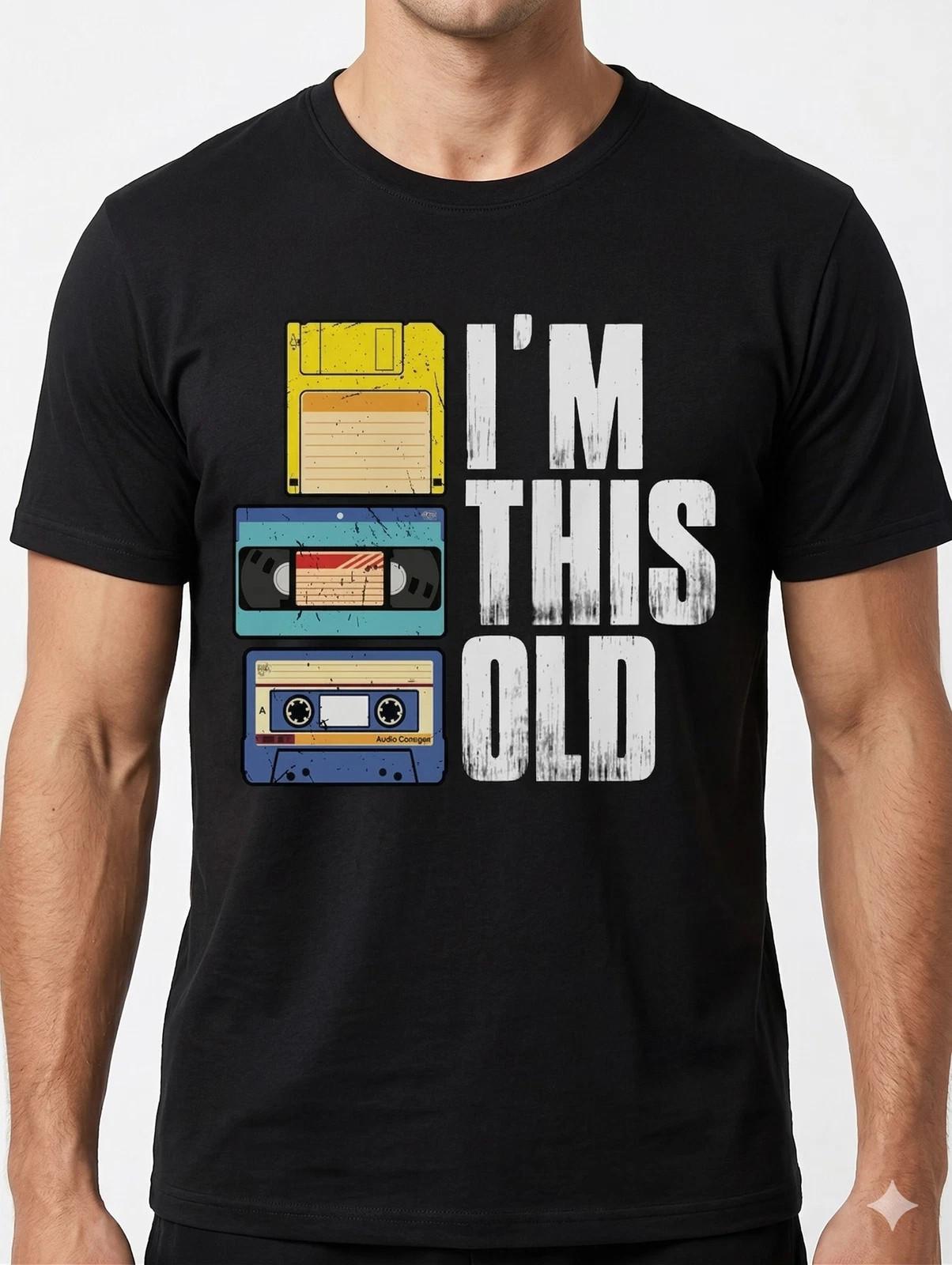Vintage I M THIS OLD Cassette Graphic T-Shirt - Black Retro Cassette Music Tee S разноцветный
