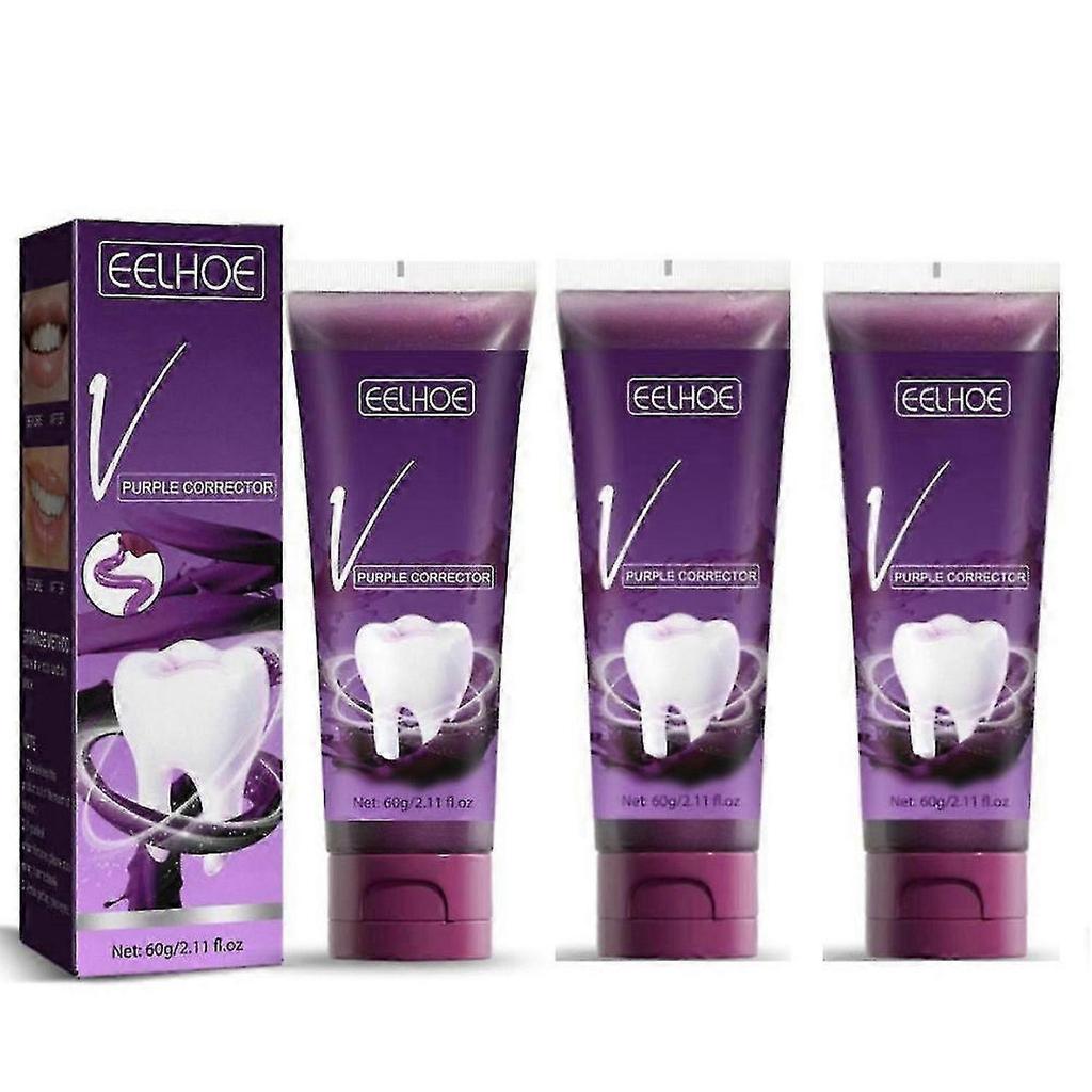 3PCS V34 Purple Toothpaste Mousse Teeth Cleaning Whitening Toothpaste Yellow Teeth Removing Tooth Stains Oral Cleaning Hygiene NEW