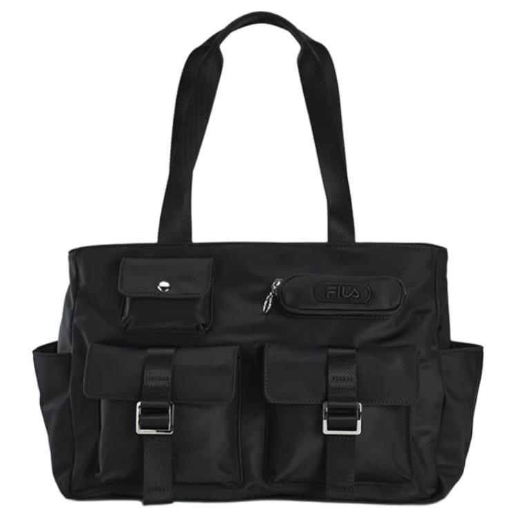 FILA Logo Zipper Closure Fabric Shoulder Crossbody Handbag Mini Women handbags Black F13W449171FBK Black,Extra Small