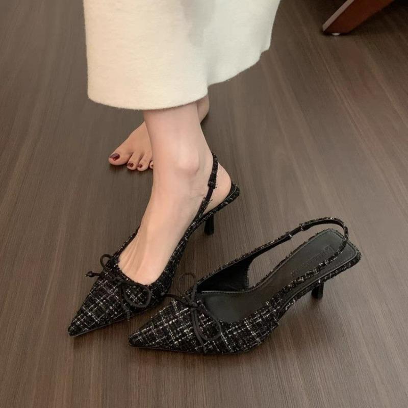 

Новые босоножки на высоком каблуке цвета морской соли, с острым носком, с открытой пяткой, полузакрытые, универсальная обувь для платья 40 чёрный