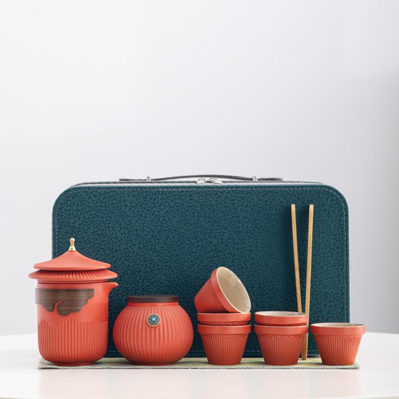 Merchandise Palace Style Forbidden City Ceramic Portable Travel Tea Set Dry Tea Tray Business Mid-Autumn Festival Gifts