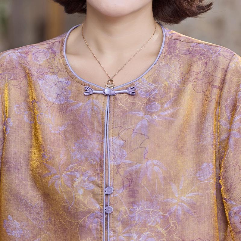 2026 New Arrival: Chinese-Inspired Spring/Summer Shirt for Middle-Aged & Elderly Women, Three-Quarter Sleeves