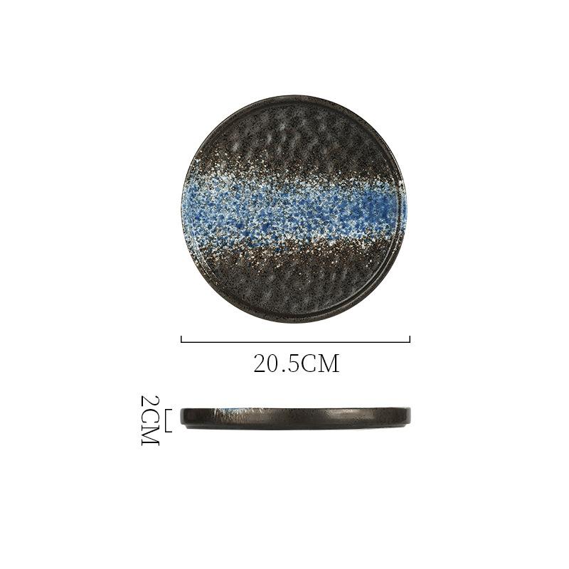Japanese Creative Steak Plate Ceramic Tableware With Edge Flat Plate A Variety Of Retro Western Plate Flat Plate