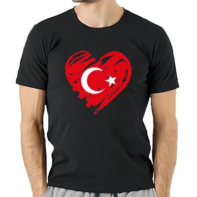 T-shirts With I Love Turkey Print For Men And Women Fashion Casual Clothing 100% Cotton Loose Large Size