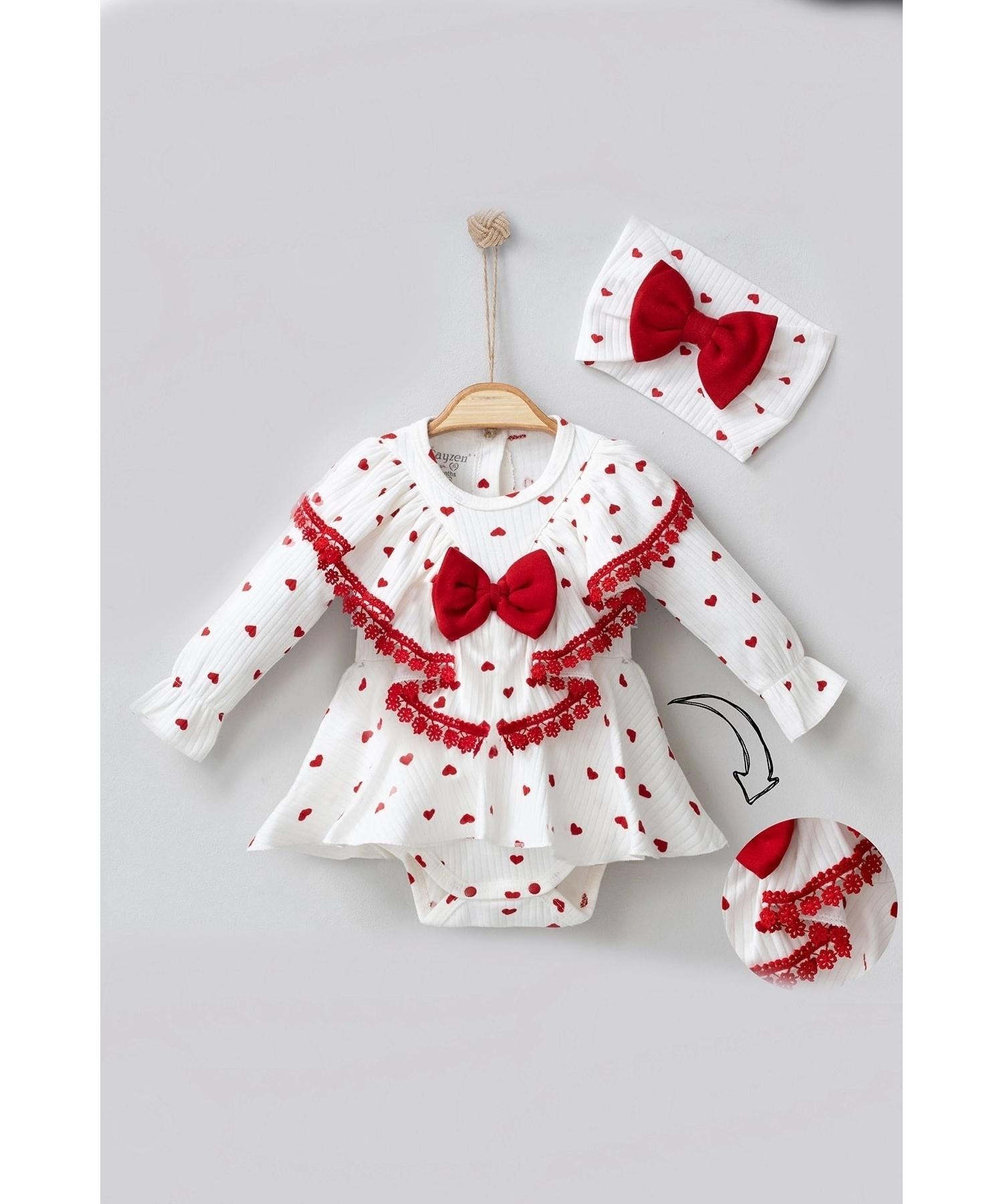 

Комбинезон для девочки из 100% хлопка с гипюровым узором в виде сердечек