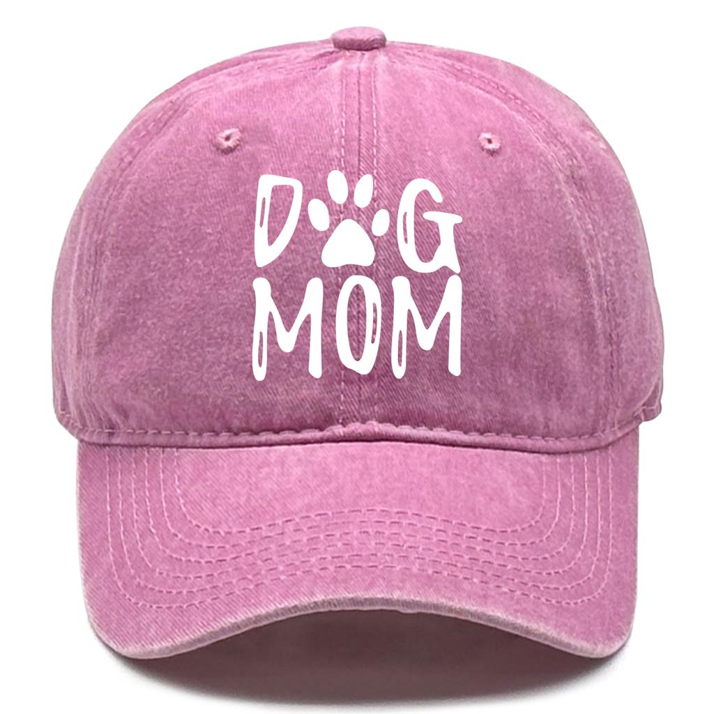DOG MOM Print Adjustable Sun Hat Cotton Caps For Man Washed Retro Raw Brim Snapback Caps Ideal Choice For Casual Wear