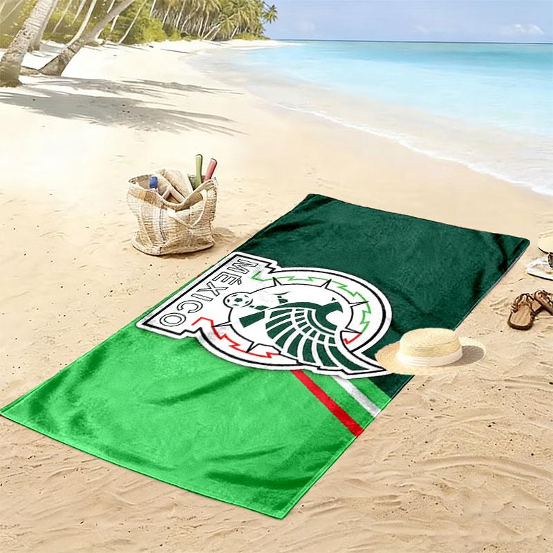 Mexico Football Art Print Beach Towel, Large Soft Quick Dry Towel for Beach Camping Swimming