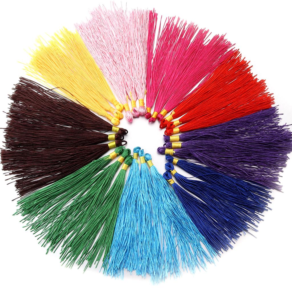 100pcs/lot Big Hanging Tassel Colorful Tassel For DIY Craft Jewelry Making Souvenir Bookmarks Chinese Knots Decor Accessories