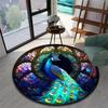 A Round Carpet Featuring a Painted Peacock Design,Suitable for Decorating Living Rooms And Bedrooms,As Well As Serving As a Non-Slip,Durable