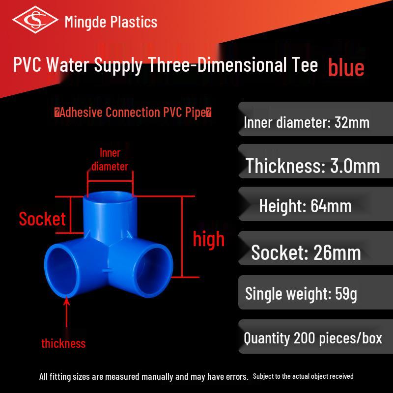 PVC Vícesměrné 3D Plastové Fitinky pro Vodovodní Potrubí (Pravoúhlý, Čtyřcestný, Pěticestný, Šesticestný T-kus)