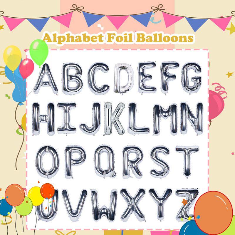 Large Balloons Letter 40 Inch Silver Helium Air Foil Birthday Wedding Party