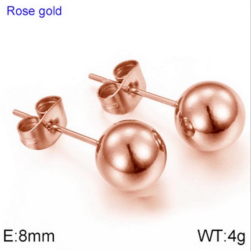 European & American Titanium Steel Round Bead Women's Stud Earrings - Simple Street Style Accessories
