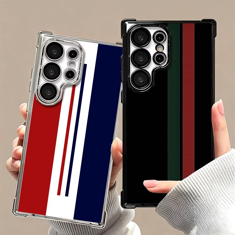 Luxury Sports Line Cool Stripe Plating Phone Case For Samsung Galaxy S24 S25 FE S26 Edge S23 Ultra S22 S21 Plus S20 Anti-Fall Ai