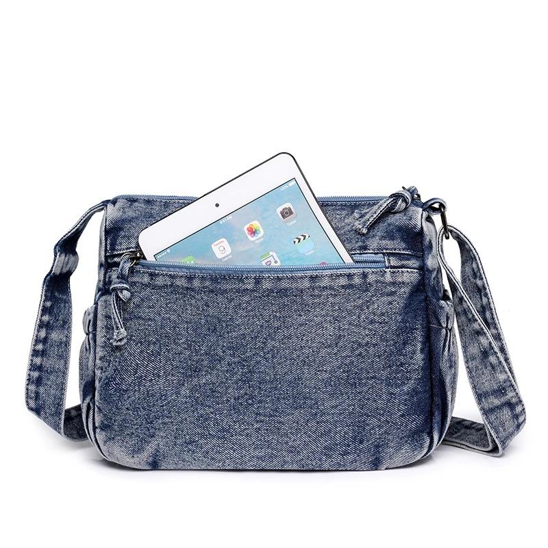 Washed Denim Shoulder Bags Women Small Canvas Messenger Bags Girls Fashi Cloth Satchels Young Girl Book Bags Crossbody Bags