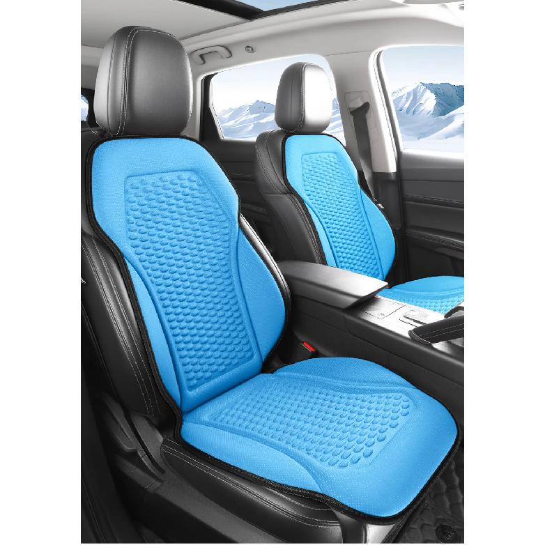 3D Textured Breathable Cooling Summer Car Seat Cushions,Ice Silk Fabric Front Dual-Seat Pads, Easy Installation No Straps Need
