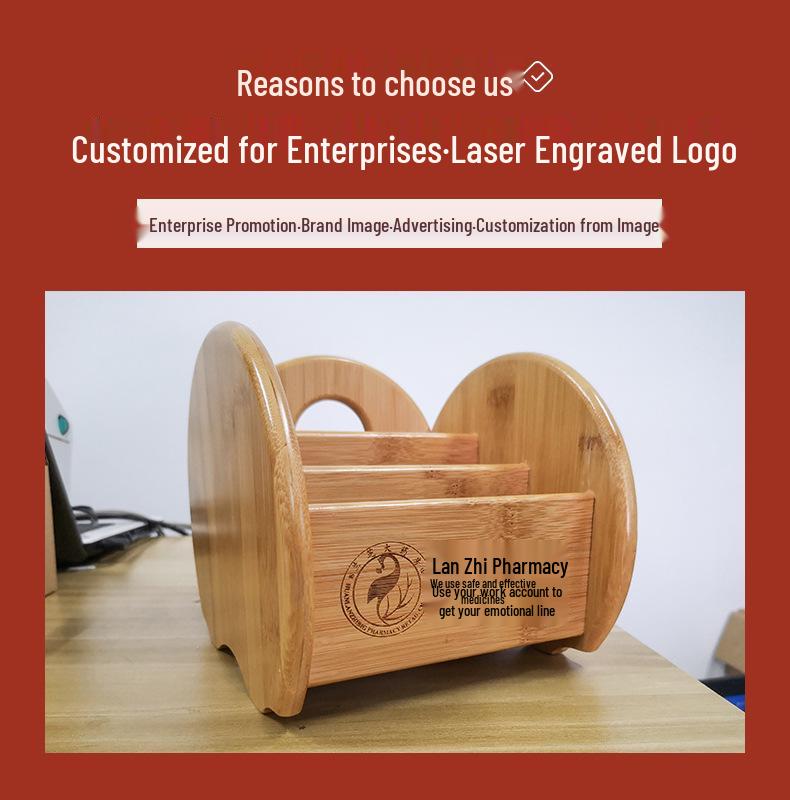 Organisateur de bureau en bambou et bois avec tiroirs pour téléphones, cosmétiques et télécommandes