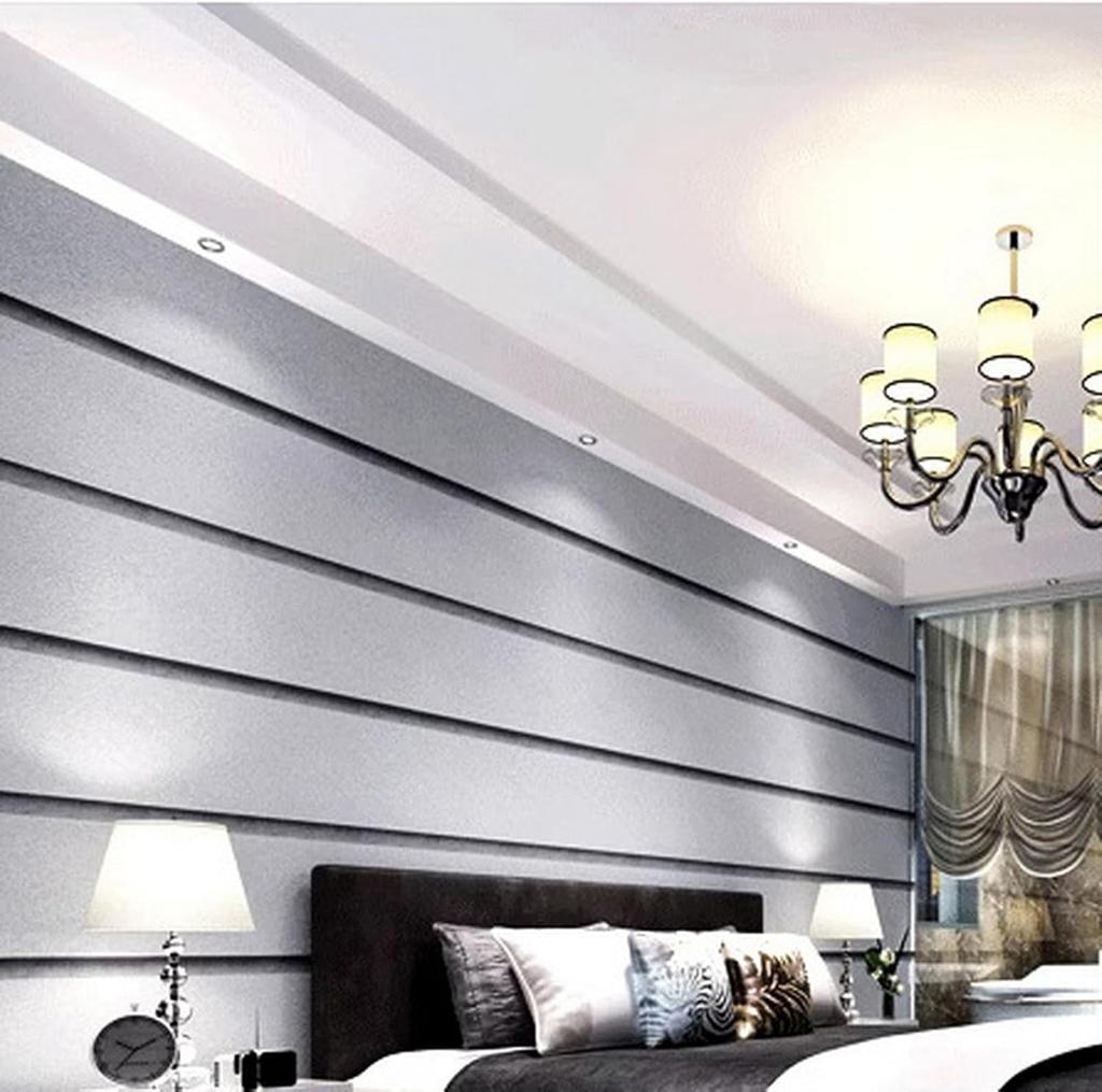 9.5M Gray Non-woven Wallpaper Modern Stripe Thickened Waterproof Wall Paper for Bedroom Living Room Background Room Decor