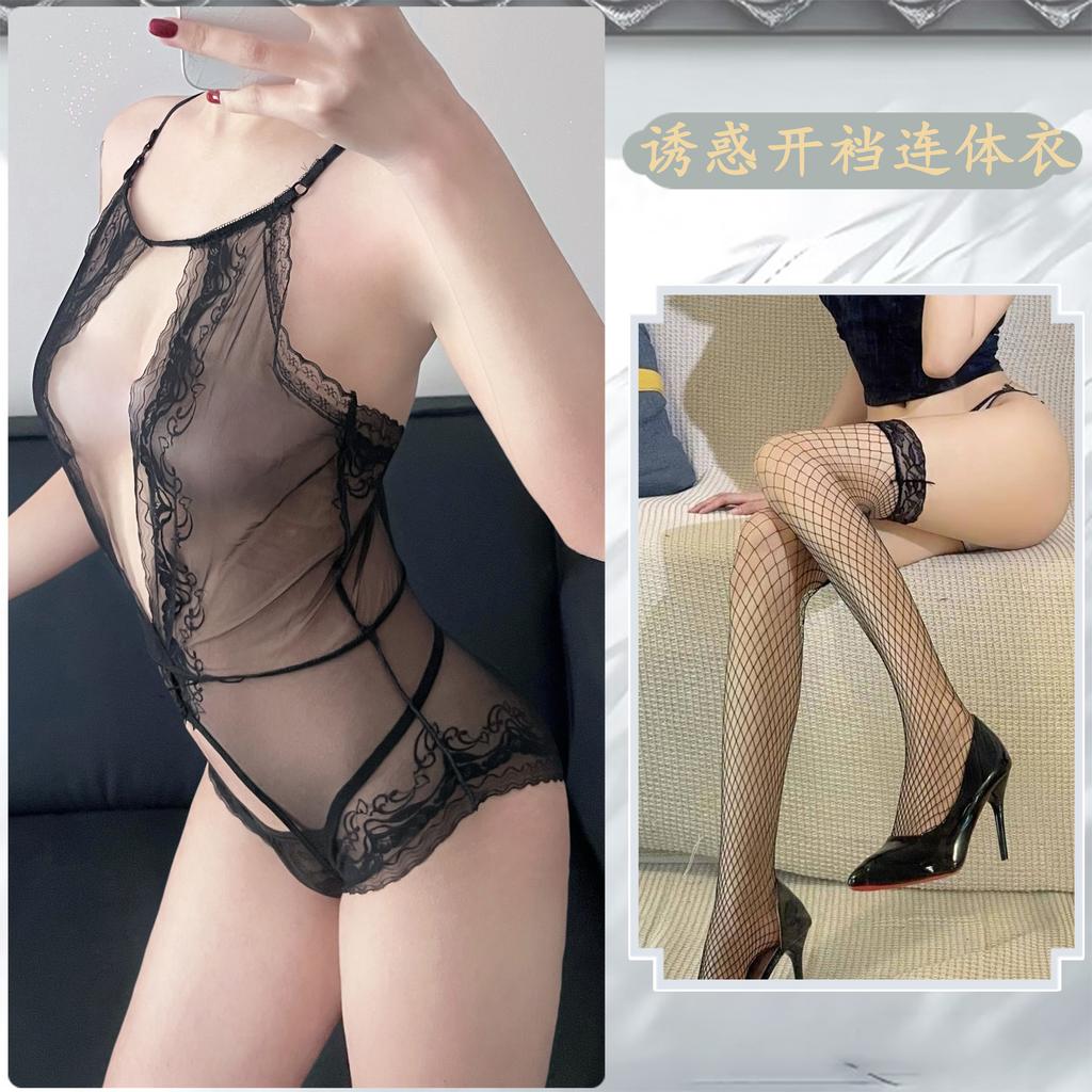 Sexy Lingerie Sexy One-piece Passion Uniform Suit Lace Perspective Seduction Tight Crotch Abstinence
