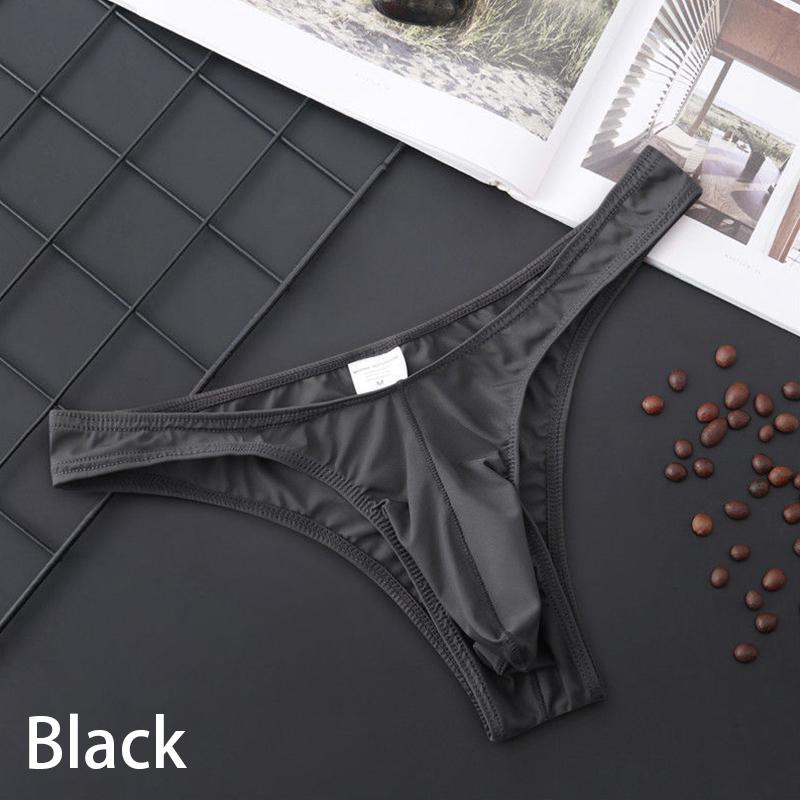 Men Briefs Breathable Thong Pouch Underwear G-String Low-Rise Transparent Panties Ultra-Soft