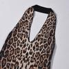 European & American Leopard Print Sexy Slim-Fit Deep V Backless Dress for Women