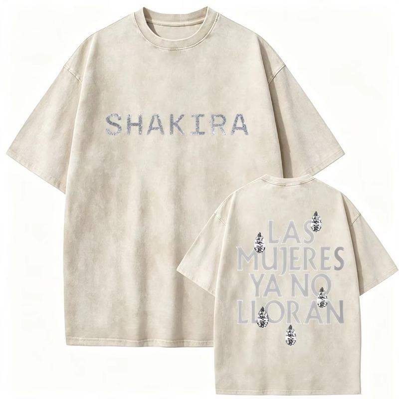 Retro Gewaschen Shakira LMYNL Welttournee 2026 T-Shirts Las Mujeres Ya No Lloran Doppelseitiger Druck T-Shirt Herren Damen Oversized T-Shirts