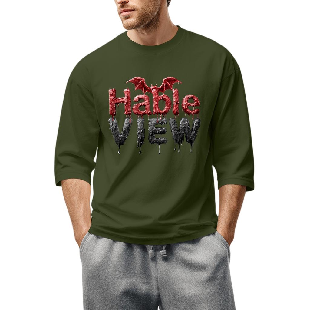 Men'S Round Neck Three-Quarters Sleeve Top Casual Fashion T-Shirt