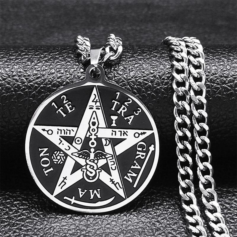 Witchcraft Gothic Dark Pentagram Necklace Stainless Steel Original Tetragrammaton Salomon Amulet Necklaces for Women Jewelry