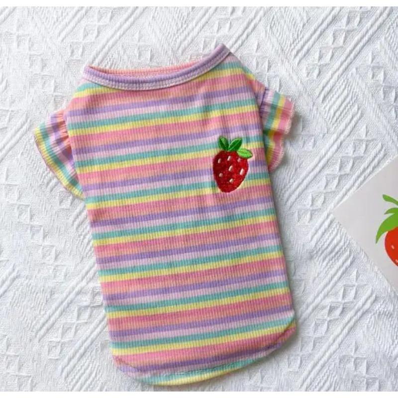 Pet Dog  Ruffle Striped Skirts Vest for Bulldog Cat Sweet Spring Summer Party Slim Dress Puppy Skirt
