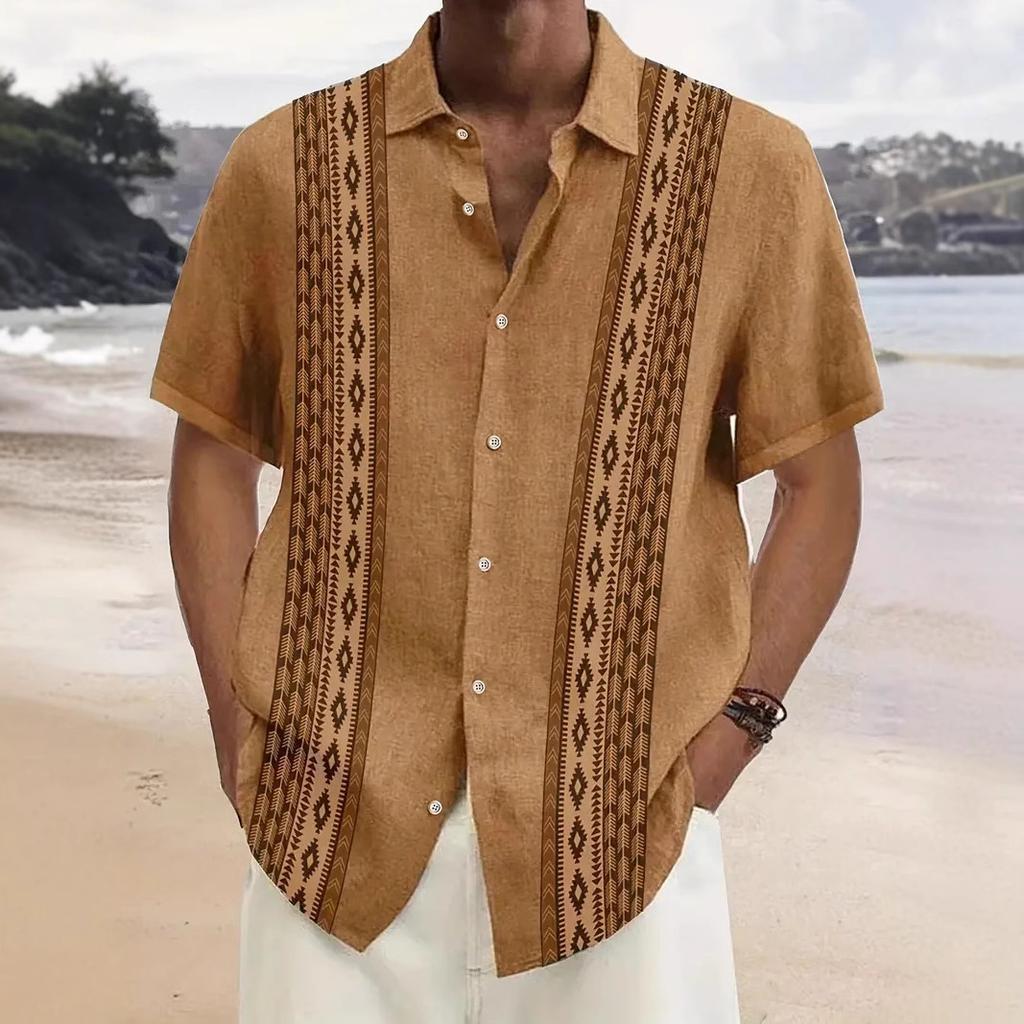 Summer Short Sleeve Flower Shirt Men'S Beach Large Size Casual Retro 3D Digital Printing Men'S Shirt Trend