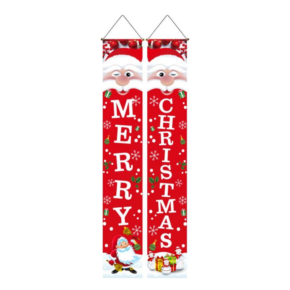 Foldable Christmas Porch Door Banner Polyester Santa Claus Hanging Couplet  Spring Festival