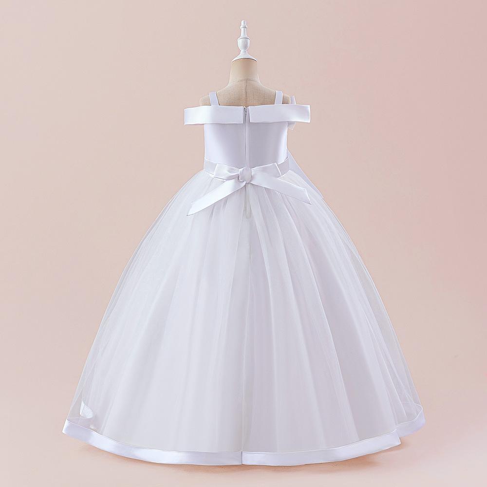 Flower Girl Princess Dress For Weddings Summer Kid Formal Bow Long Gown For School Evening Party Children New Year Cloth  ALP-0028