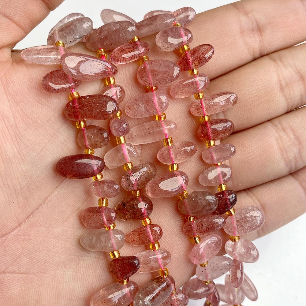 Wholesale 7-16mm Pink Natural Strawberry Quartz Beads Irregular Loose Spacer Crystal Beads For Jewelry Making 19cm About 20-25pcs земляничный