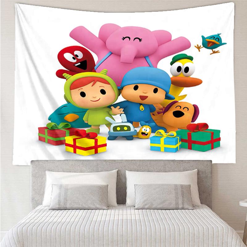 Pocoyo Print Tapestry, Backdrop, Easy Setup, Ideal for Bedroom, Office & Living Room, with Aesthetic Wall Hanging Decor.