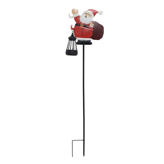 Solar Christmas Lawn Light Outdoor Lighted Santa Claus Garden Stake Metal Snowman Sign with Solar Lantern Waterproof Xmas Decor for Front Yard