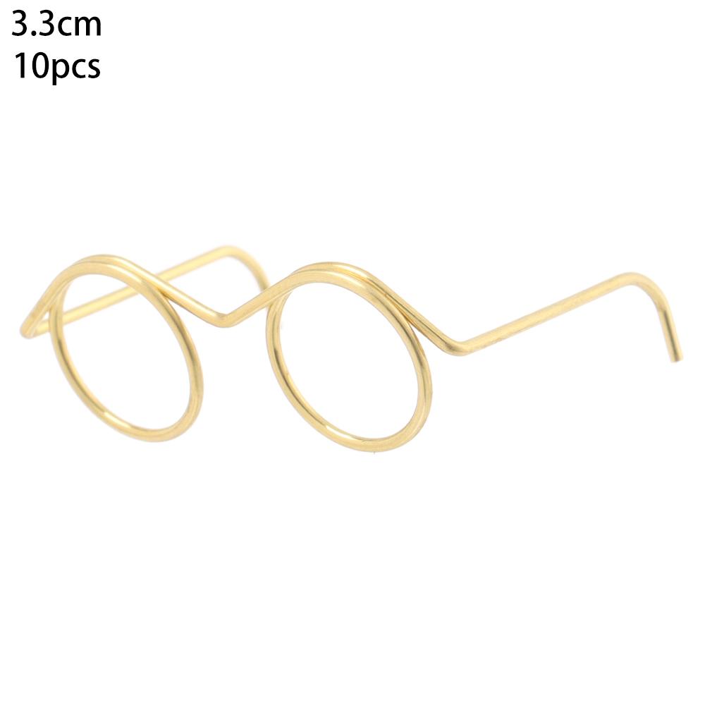 10Pcs Retro Doll Glasses Metal Round Frame Lensless Eyewear Toy Miniature Eyeglasses Diy Doll Dressing Accessories Spectacles