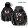 Korn Rock Band World Tour pulóverek Vintage mosott férfi pulóverek Pamut Hip Hop utcai ruházat Kapucnis pulóver Laza Y2K felsők