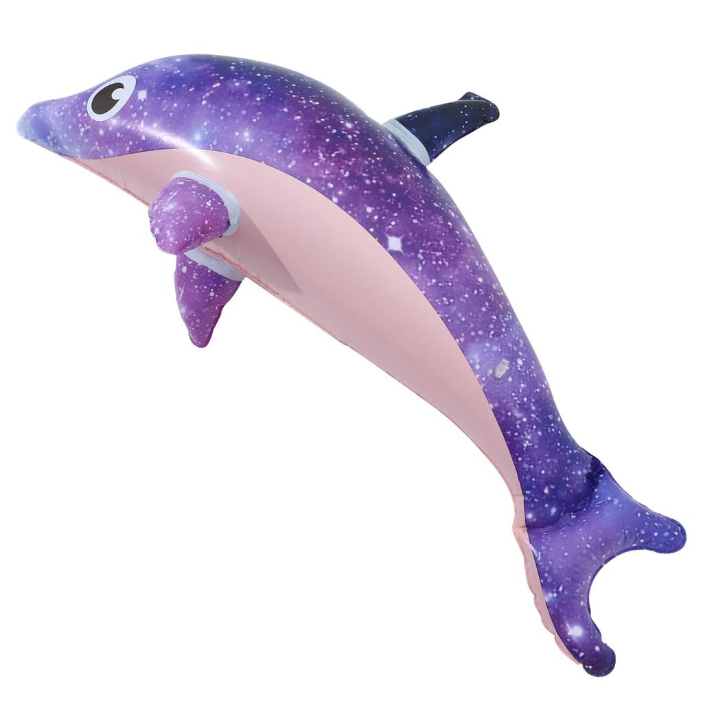 ibasenice Inflatable Dolphin 27.56 Inch Pool Float Toy for Kids, Water Play, Beach Party Decoration, Ride-On Float