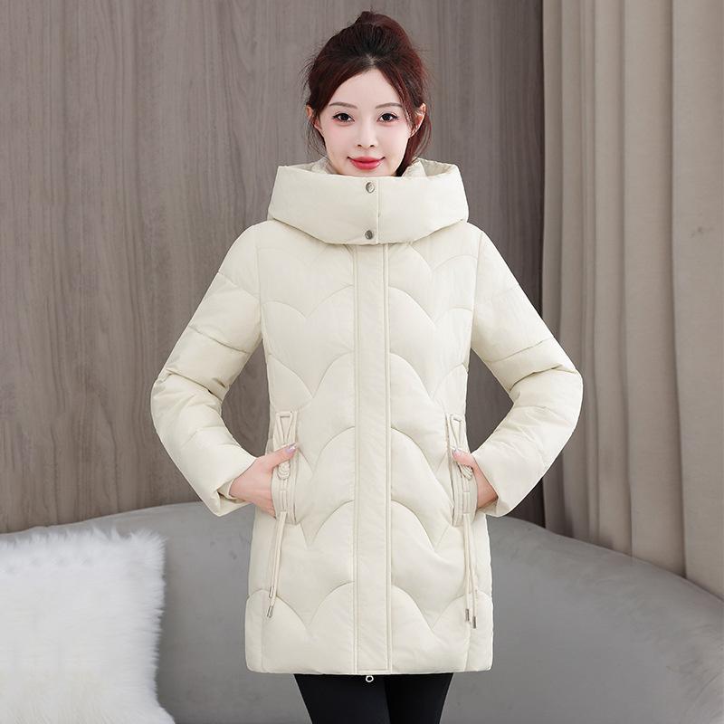 Winter Women's Thick And Warm Mid To Long Hooded Cotton Jacket M-3XL