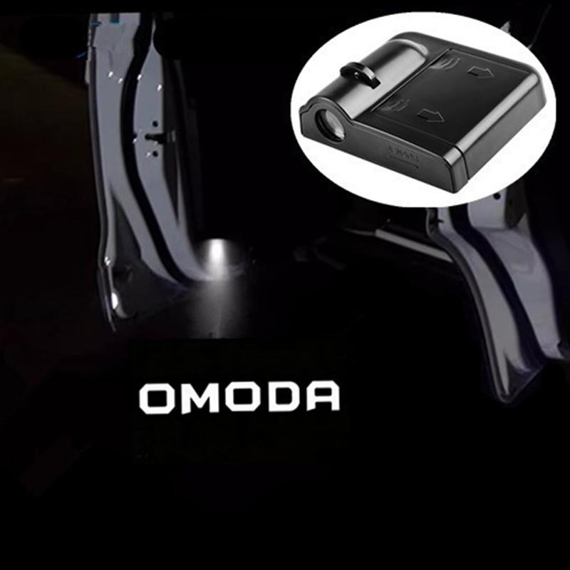 2Pcs Car Door Welcome Shadow Lights LED Projector Ghost Atmosphere Decorative Lamp For Chery Omoda C5 5 FX 2023 2024 GR Sport