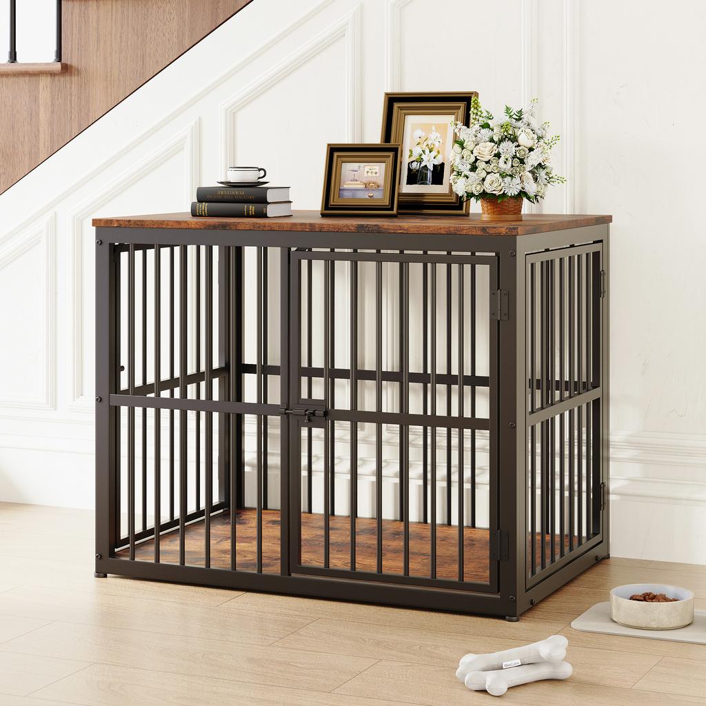 Modular dog crate furniture with 3 doors, 2-in-1 TV sideboard or nightstand, waterproof panel, outer dimensions 84x56x66 cm in retro brown