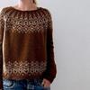 Women's Trendy Color Block Round Neck Knitted Sweater