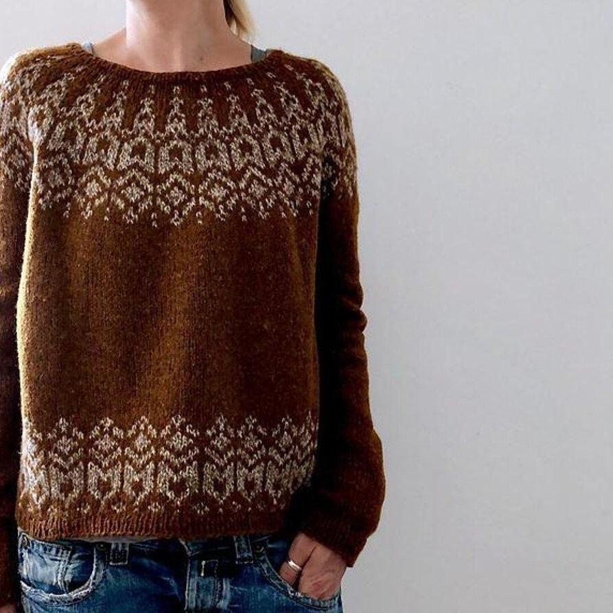 Women's Trendy Color Block Round Neck Knitted Sweater