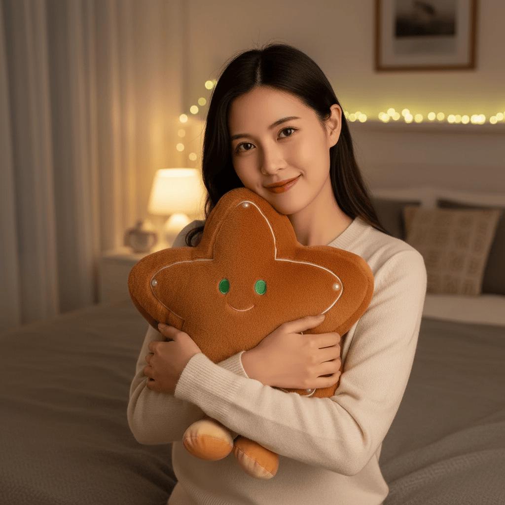 Adorable Ginger Hair Plush Toy: Soft Star Tree Cushion & Christmas Tree Doll Pillow