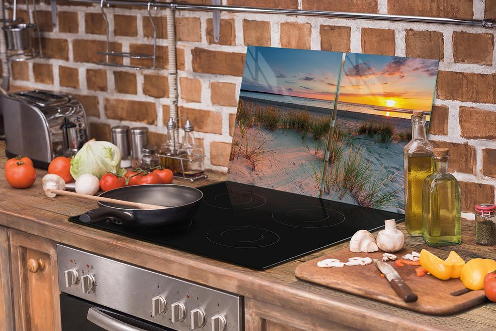SZKLANA PŁYTA OCHRONNA NA KUCHENKĘ 75x52 PLAŻA