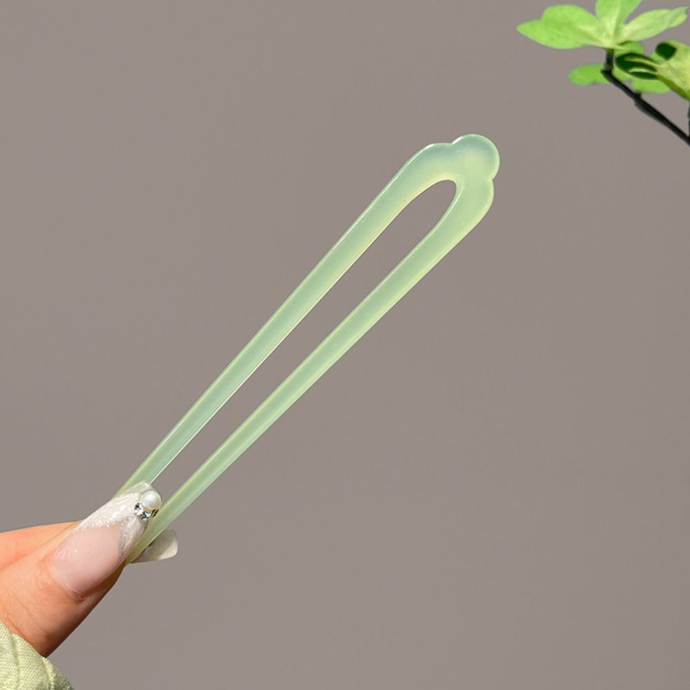 

Acetic Acid U Shape Hairpin Hair Sticks for Buns Chinese Style Hair Stick Girl Hair Accessories light green-C