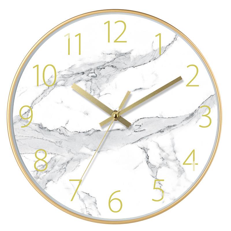 12 Inch 30cm Living Room Home Fashion Modern Simple Marble Pattern Decoration Creative Quartz Clock Wall Clock