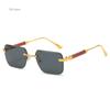 Fashion Rectangle Rimless Sunglasses for Women Square Vintage Luxury Design Retro Wooden Frame Gradient UV400 Sun Glasses